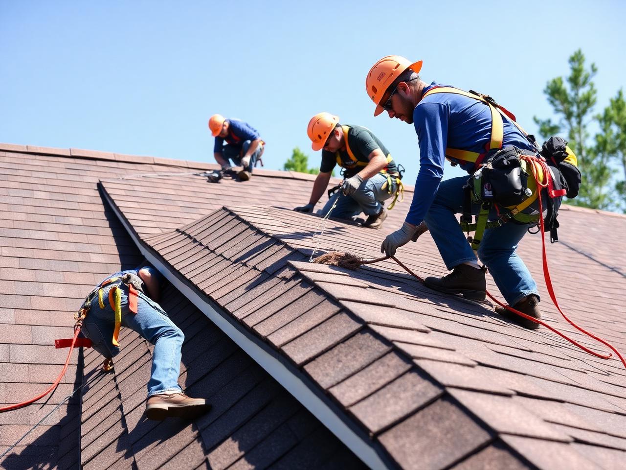 Silva's Roofing crew installing architectural shingles
